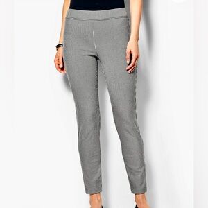 NEW Nicole Miller Black White Mini Plaid Stretch Ankle Pants Pockets Pull On  4